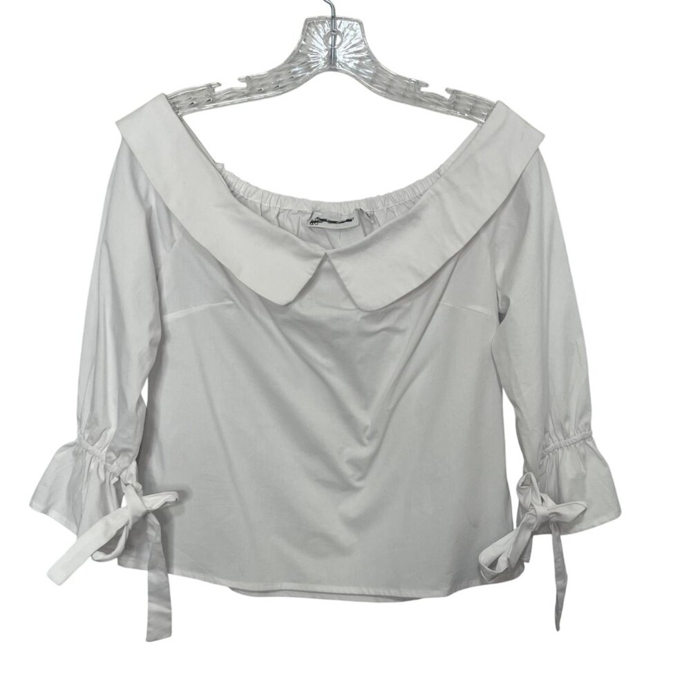 NY & COMPANY Blouse Shirt Womens Small White New WOT Off-Shoulder